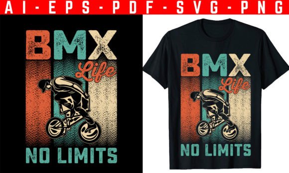 BMX Life, No Limits: Dynamic T-Shirt Design Assets