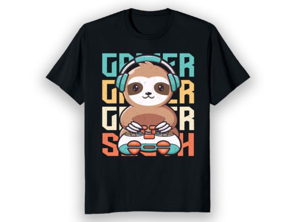 Gamer Sloth T-Shirt Design: A Premium Creative Asset