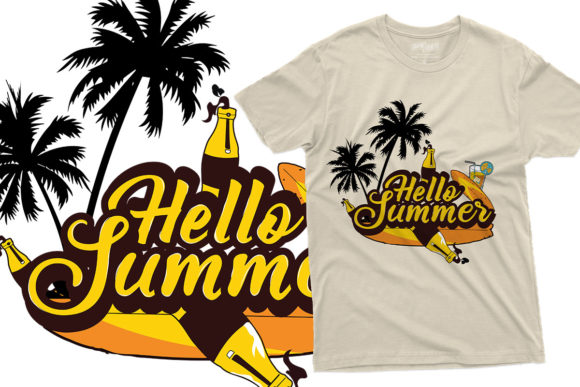 Hello Summer T-Shirt Design: Vibrant Vector Assets