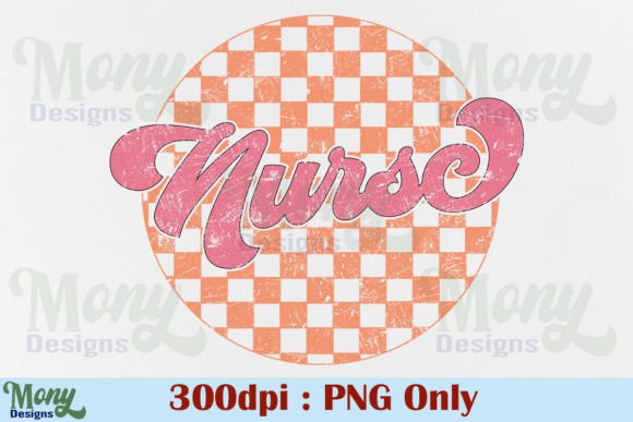 Nurse Retro PNG: Vintage Checkered Design for Creative Projects
